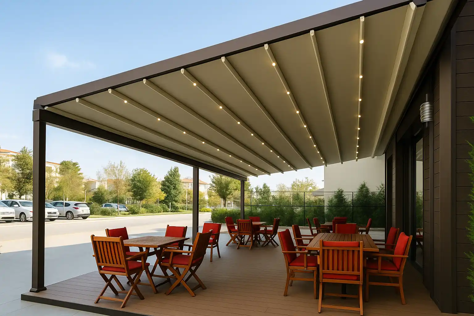 açılır kapanır ışıklı tente